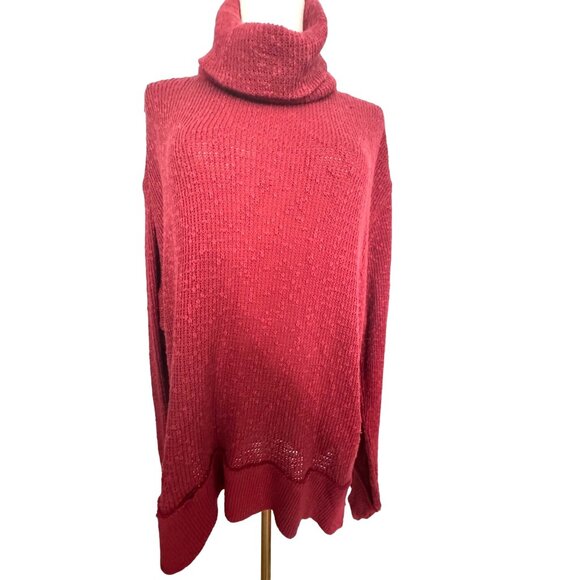 We The Free Large Slouchy Rust Red Ribbed Knit Sweater - Picture 1 of 12